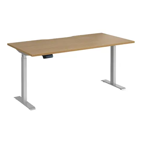 Elev8 Contract Straight Sit-Stand Desk - 1600 - Silver - Oak